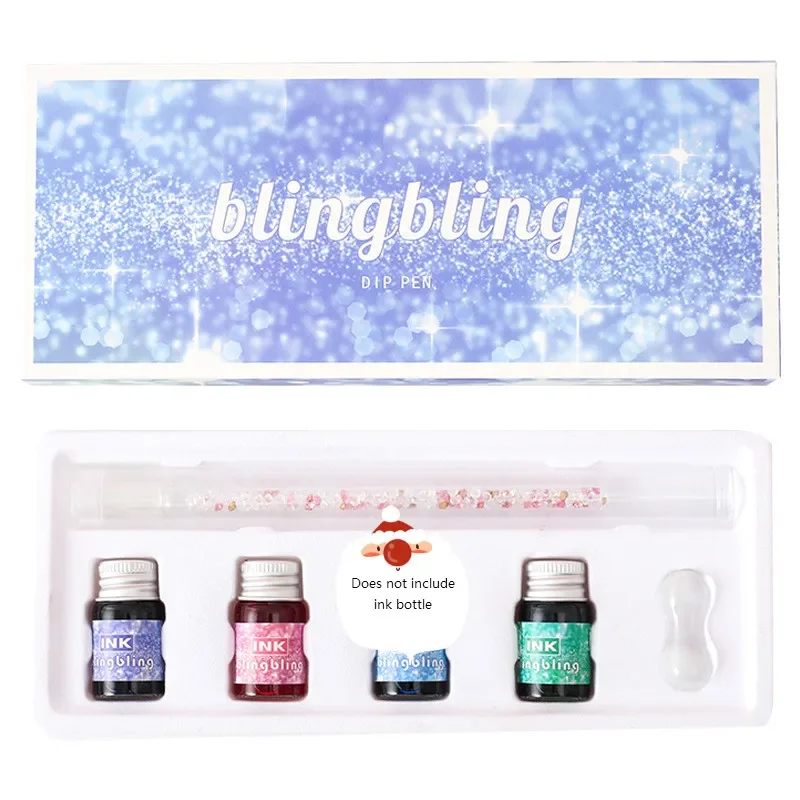 

1 комплект, стеклянная ручка серии Diamond, цветная авторучка, чернила, хрустальная ручка, подарки, канцелярские принадлежности