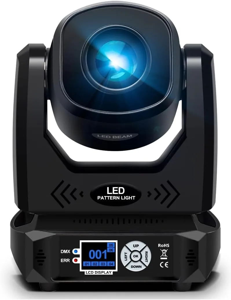 100W LED Moving Head Beam Light, 16° Angle Gobos Colors Prism DMX512 RDM DJ Stage Lighting for Party Wedding Christmas