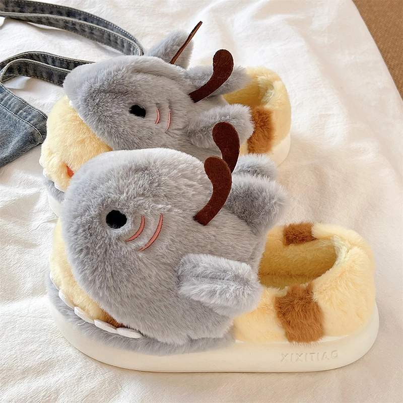 

Cartoon Parody Cotton Slippers, Shark Hamster Dog Shoes, Indoor Home Warm Shoes, Autumn And Winter Waterproof Cotton Slippers
