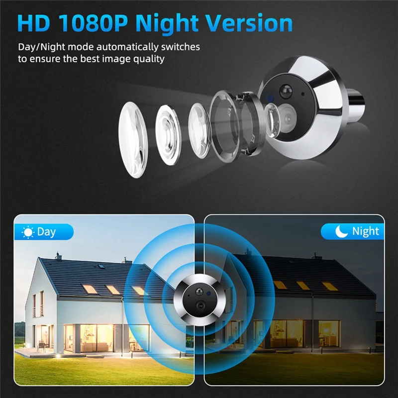 ABSQ-Tuya Peephole กล้องโทรศัพท์มือถือการตรวจสอบระยะไกล Wifi HD Video Doorbell ไร้สาย Intercom วิดีโอ