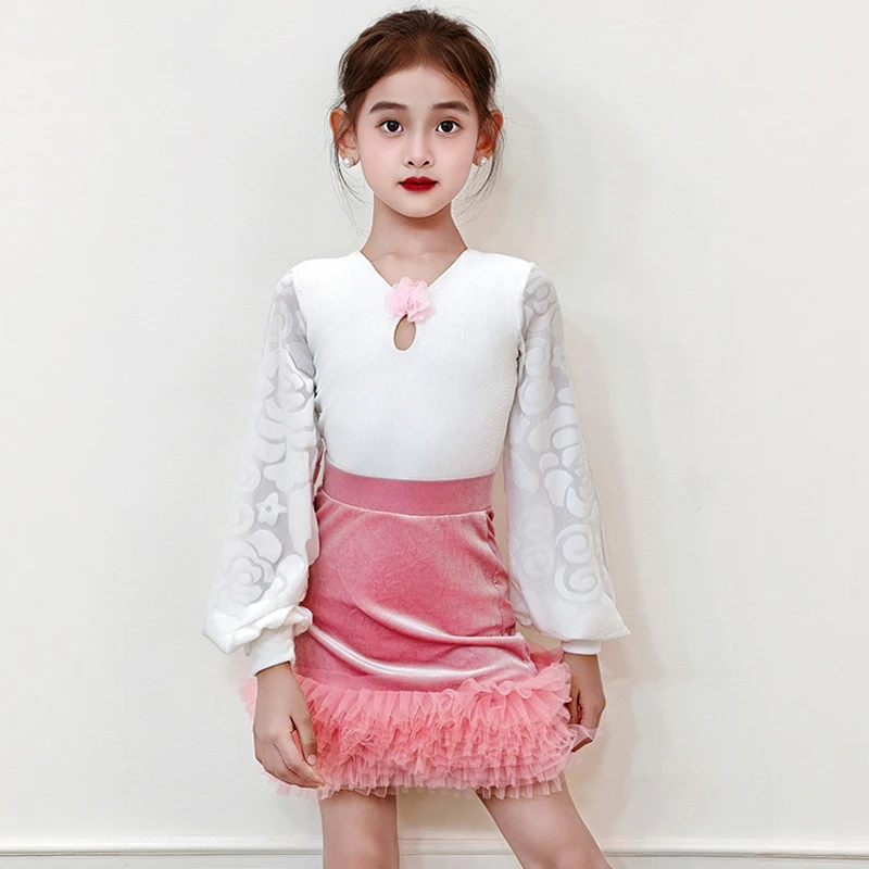 فستان رقص السالسا اللاتينية للفتيات فستان رقص قاعة الرقص فستان قياسي للأطفال مسابقة سامبا تانجو رومبا ملابس رقص لاتينية للفتيات