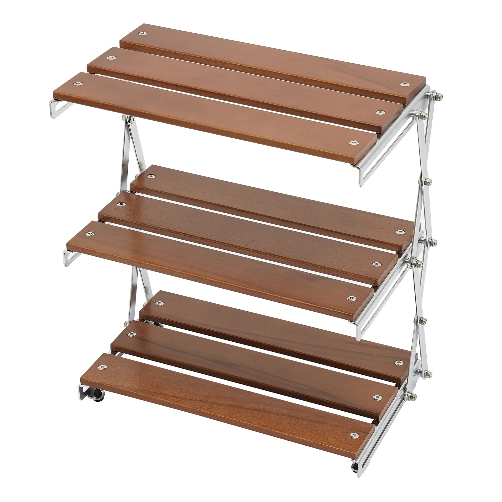 

Portable Grill Cart Table, Foldable Design, Wood and Carbon Steel Frame, Rust-Resistant, Non-Slip Pads, 22.05 lbs Capacity, Easy
