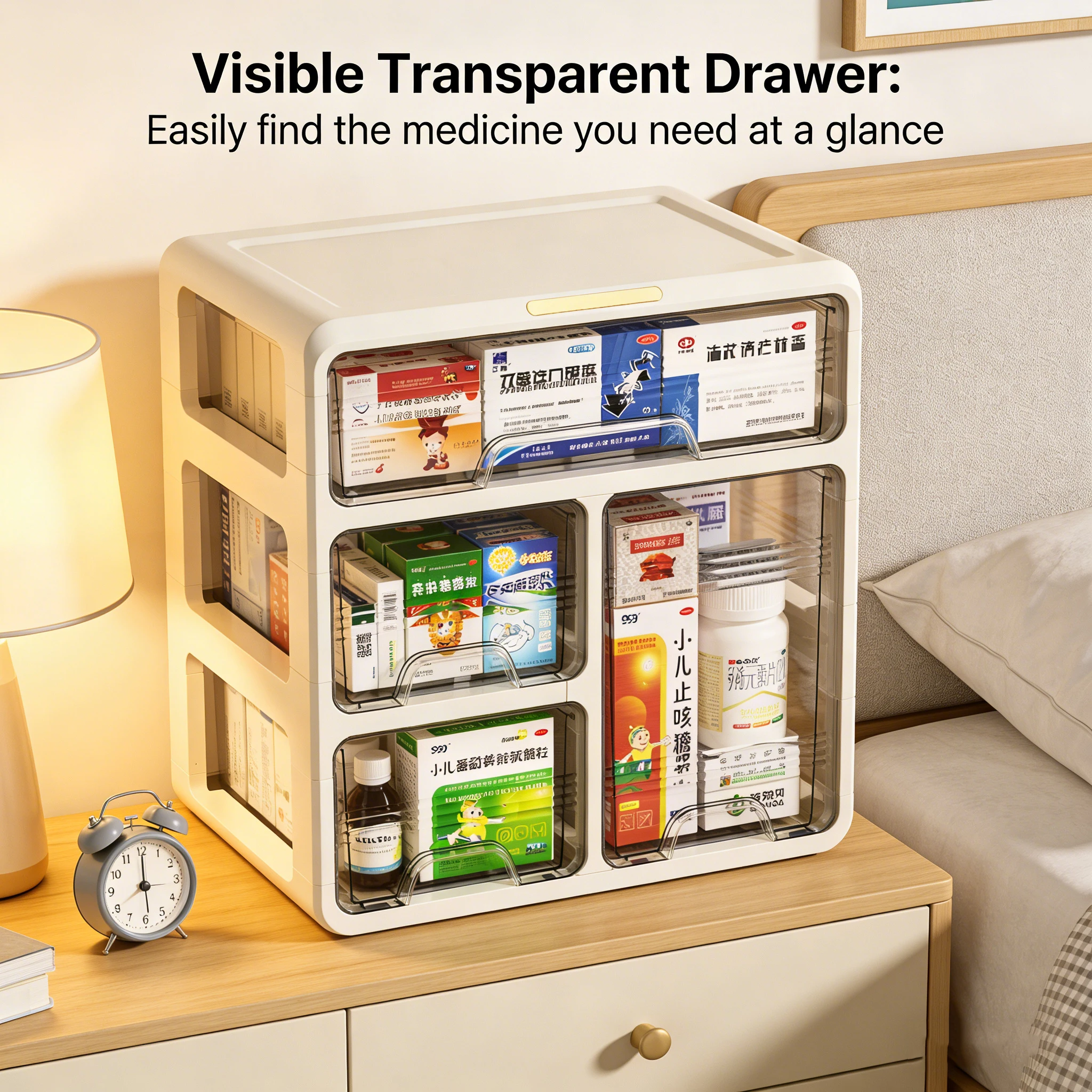 Family-Sized First Aid Kit with Compartmented Storage Dust-Proof Moisture-Proof Design for Meds - Drawer-Style Organization