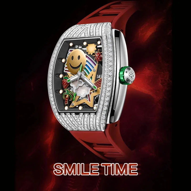 IW كرنفال الحركة التلقائية الذكور ساعات المعصم الميكانيكية الرياضة مضيئة مقاوم للماء تونيو الياقوت مرآة ساعة للرجال