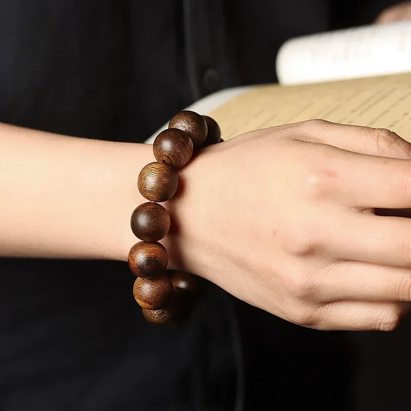 8mm Vietnam Nha Zhuang Huang Qinan Agarwood Bracelet Old Materials Eaglewood Buddha Beads Prayer Bracelet 108 Pieces Beads