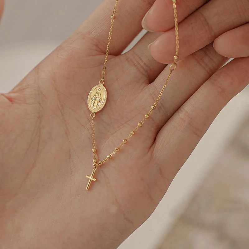 المسيحية الأزياء الصليب سوار مجوهرات لذيذ الخرز سوار للنساء أساور المعصم قابل للتعديل سلسلة اليد #1