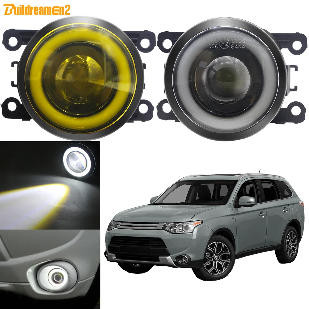 2 X 30W H11 LED COB Fog Light Assembly with Angel Eye DRL For Mitsubishi Outlander 2013-2019 Car Fog Daytime Driving Lamp 3000LM