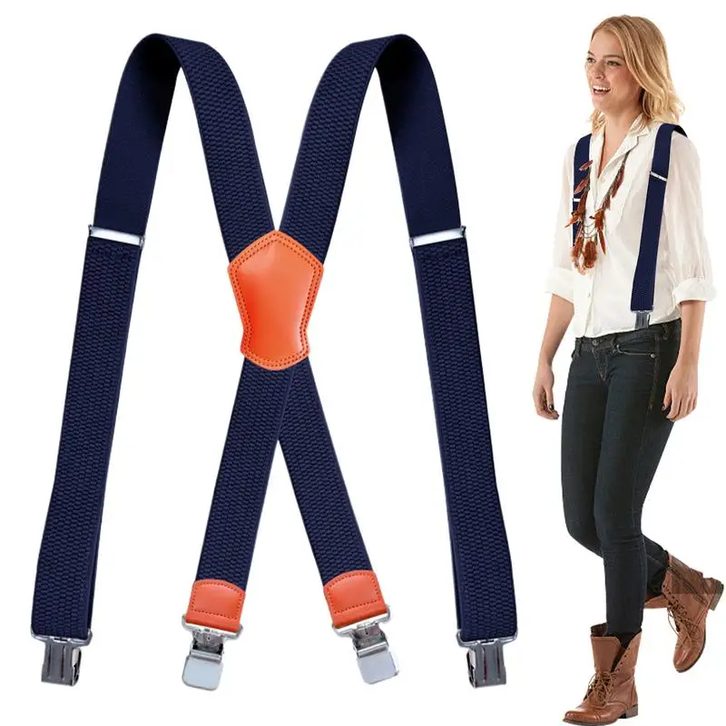 Mens Suspenders For Jeans Elastic Straps Stretchy Clip-On Suspenders 4-Clip Jean Suspenders Suit Suspenders For Work Shopping