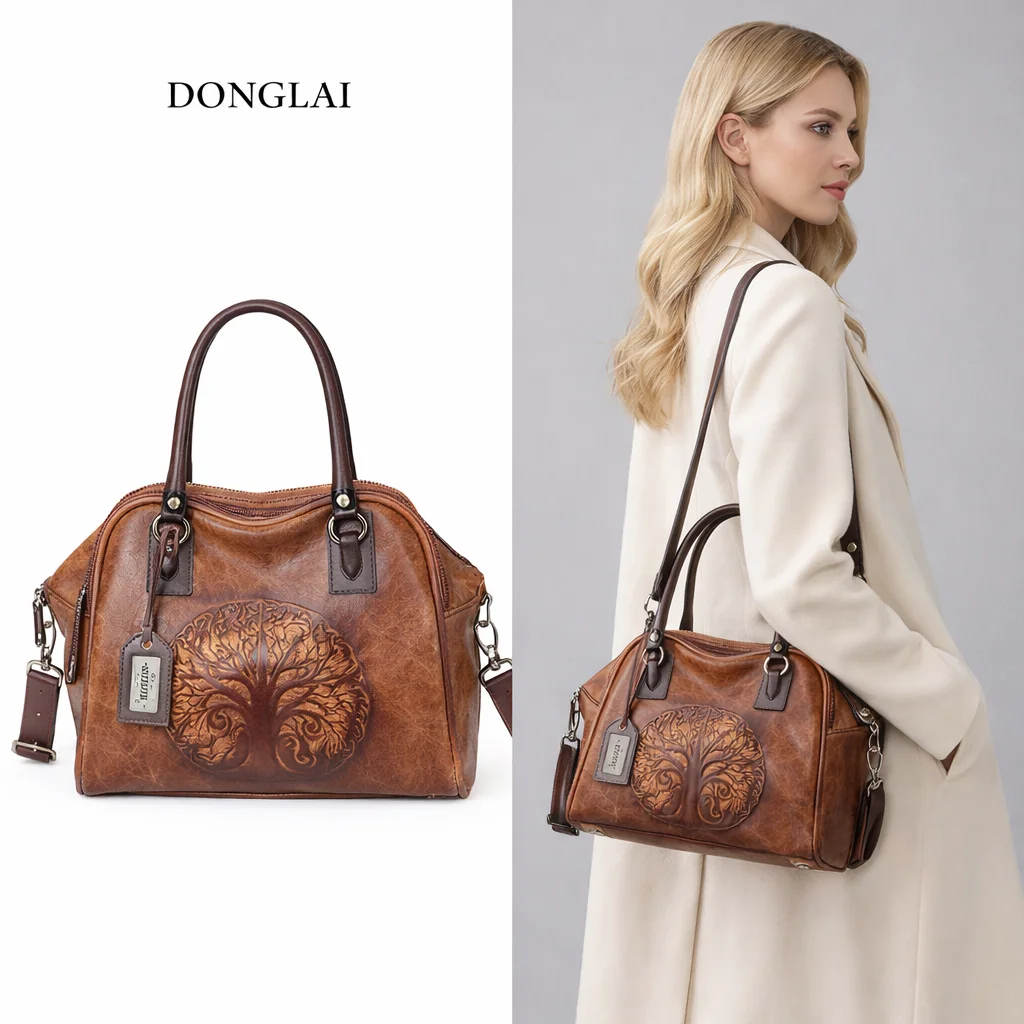 

Винтажная женская сумка через плечо в китайском стиле, большая вместительная сумка с тиснением и несколькими карманами