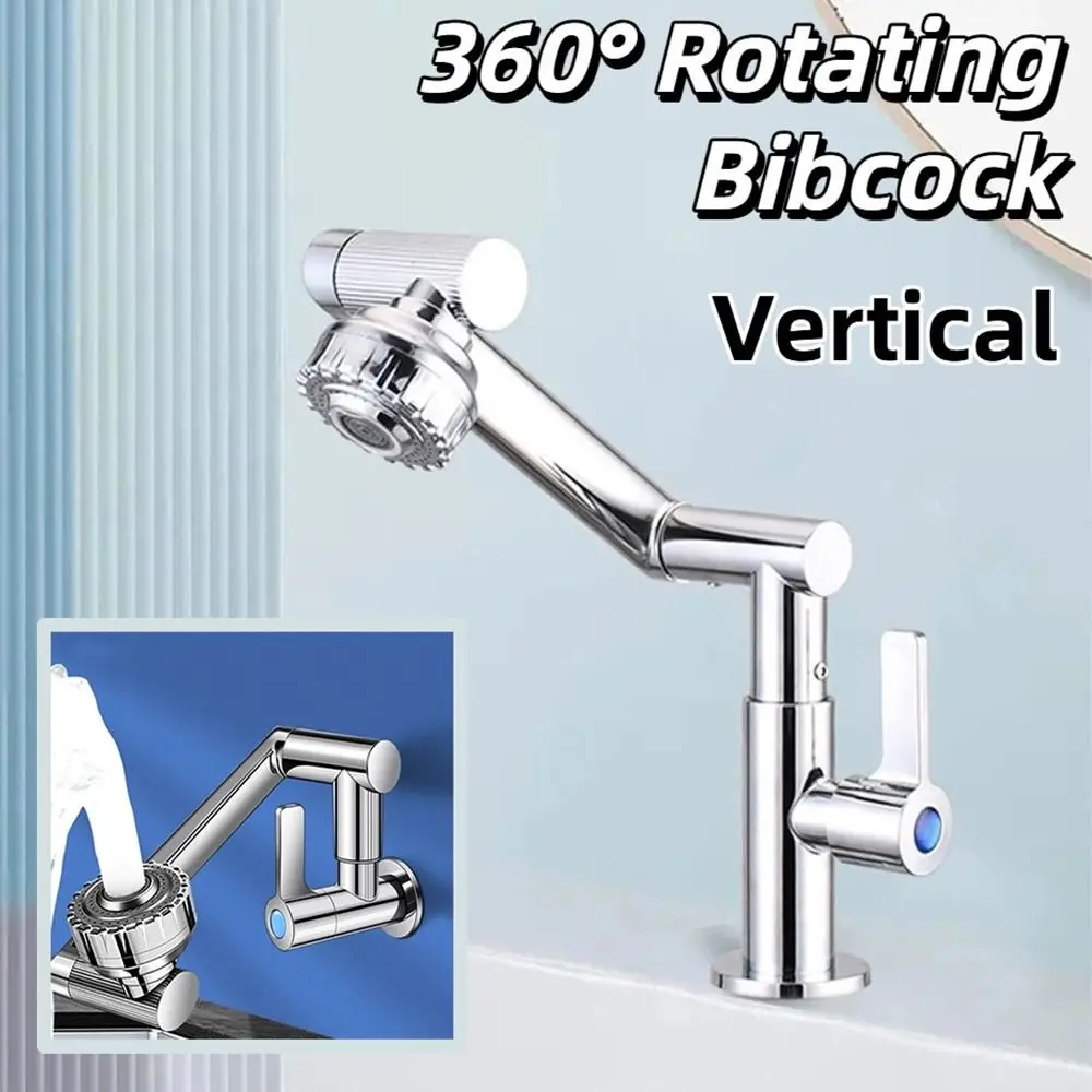 

360° Rotating Robotic Arm Faucet Hot and Cold Water Adjustable 360°Rotating Bibcock High Pressure Water-Saving Dual Mode Faucet