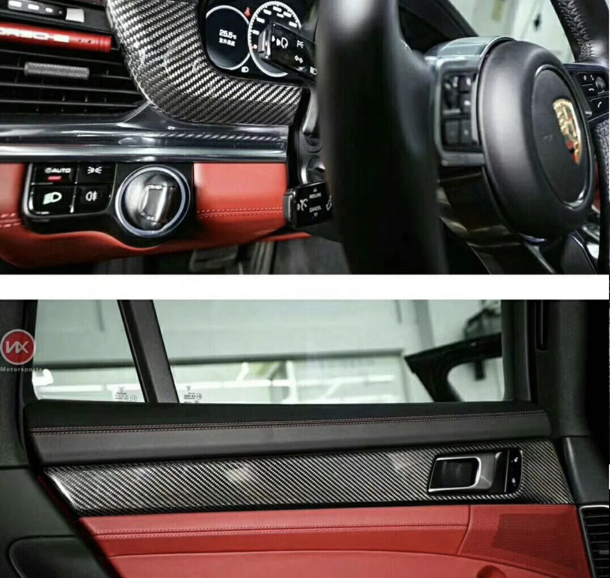 Real Carbon Fiber Car Center Control Panel Gear Cover Door Panel Cover Set For Porsche Panamera 971 2017-2022