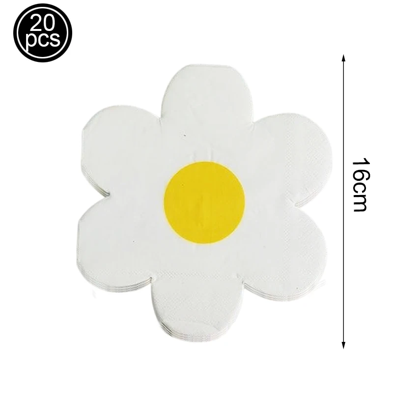 20pcs Disposable Paper Napkins Daisy Mushroom Palm Leaf Flower Kids Birthday Party Baby Shower Decoration Supplies