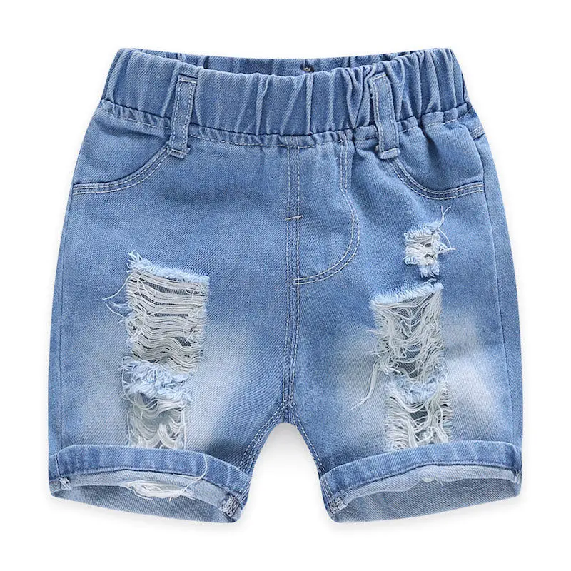 Summer Children's Pants Boys' Ripped Denim Shorts Baby Wearing 2025 Summer New Boy Loose Five Quarter Pants Trend 90-140cm