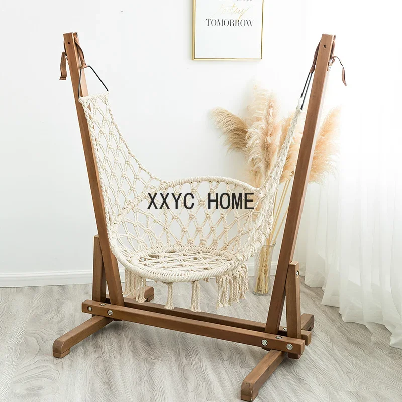 

TT Swing Indoor Home Outdoor Cradle Chair Courtyard Basket Solid Wood Rocking Chair Leisure Single Minimalist