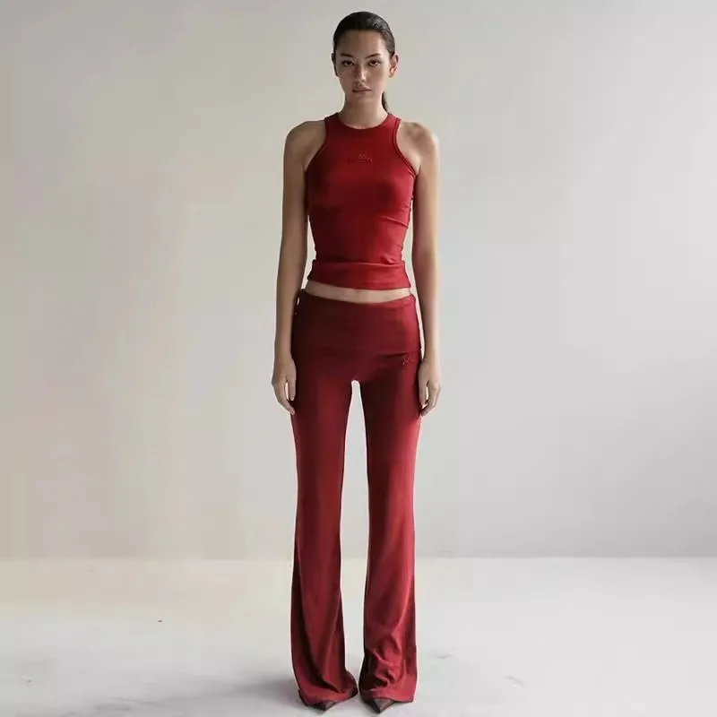 Badblood Top Quality 1:1 Spice Girls Folding Pants Women Casual Vintage Yoga Pants Embroidered Skinny Sexy Flared