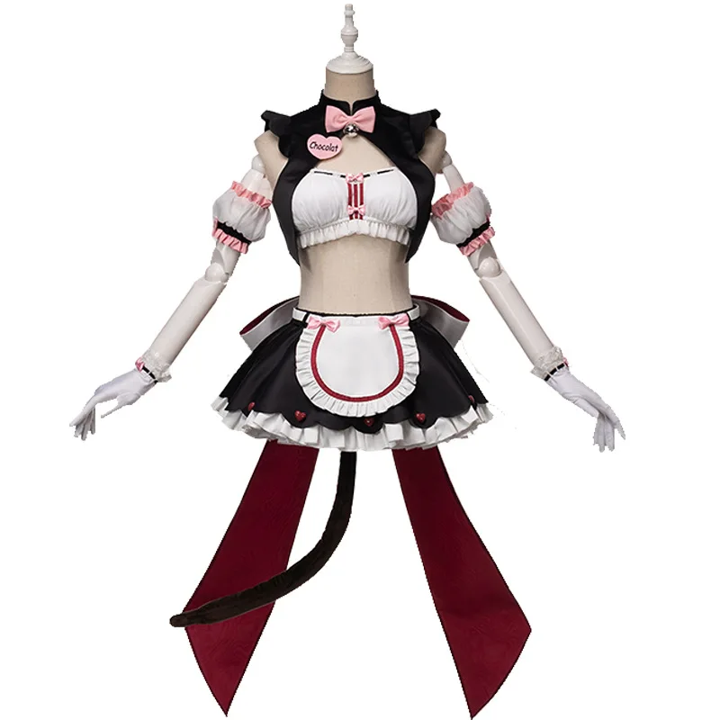 Anime Cafe Maid NEKOPARA Chocolate Vanilla Cosplay Costume  Uniform Halloween Carnival Lolita Dress Long Wig