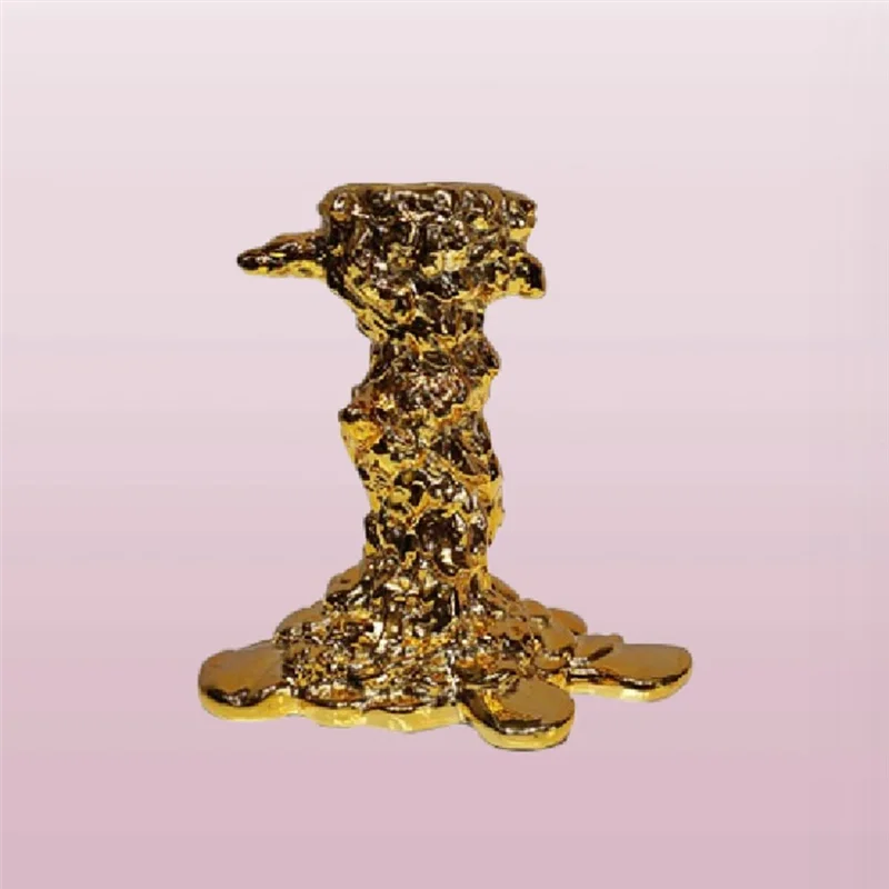 Candelabro dorado N95R, superficie chapada en resina, centros de mesa de boda con forma de fusión, mesa de comedor, decoración de muebles para el hogar Du