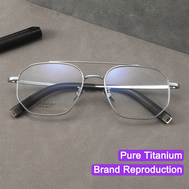 Luxury Brands Design IP Pure Titanium Men Glasses Frame Pilot Eyeglasses Handmade Large Face Ultralight Eyewear