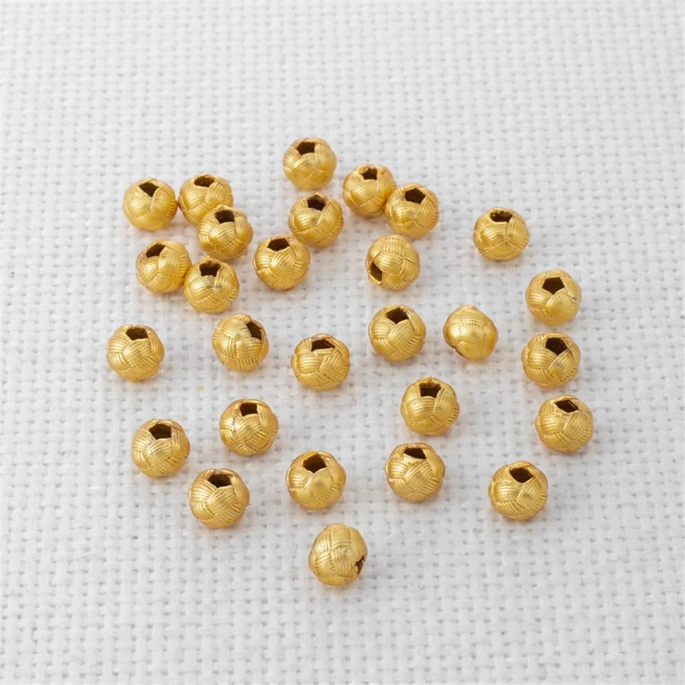 18K Gold Color Through-hole Bud Beads, Bucket Beads, DIY Bracelet, Necklace, Handmade Bead Accessories, 5mm