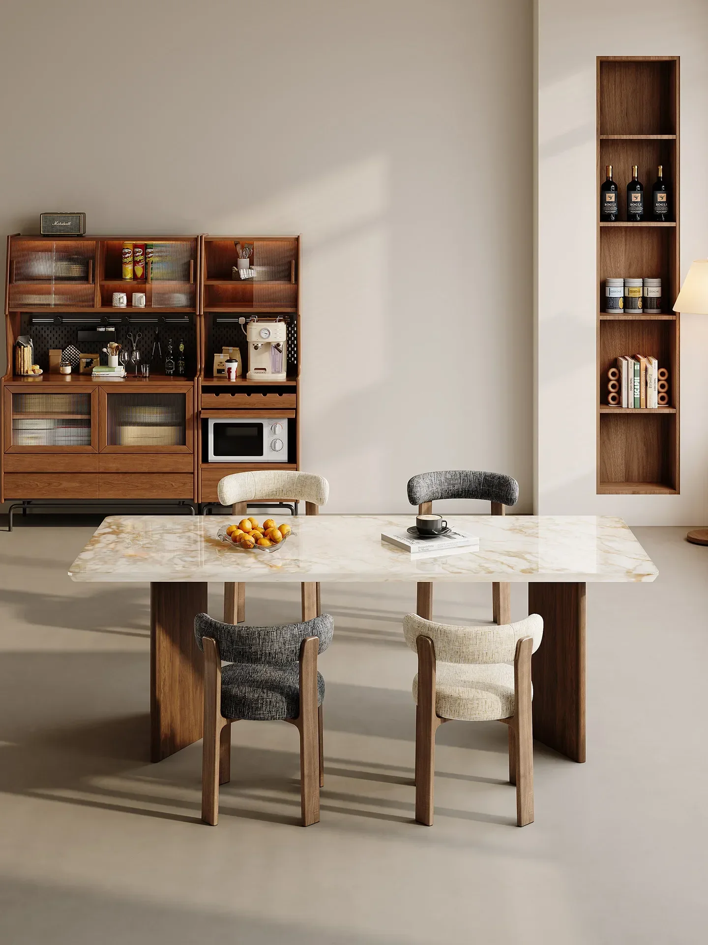 Natural Luxury Stone Bulgari Gold High-end Household Small Apartment Rectangular Marble Dining TableX15