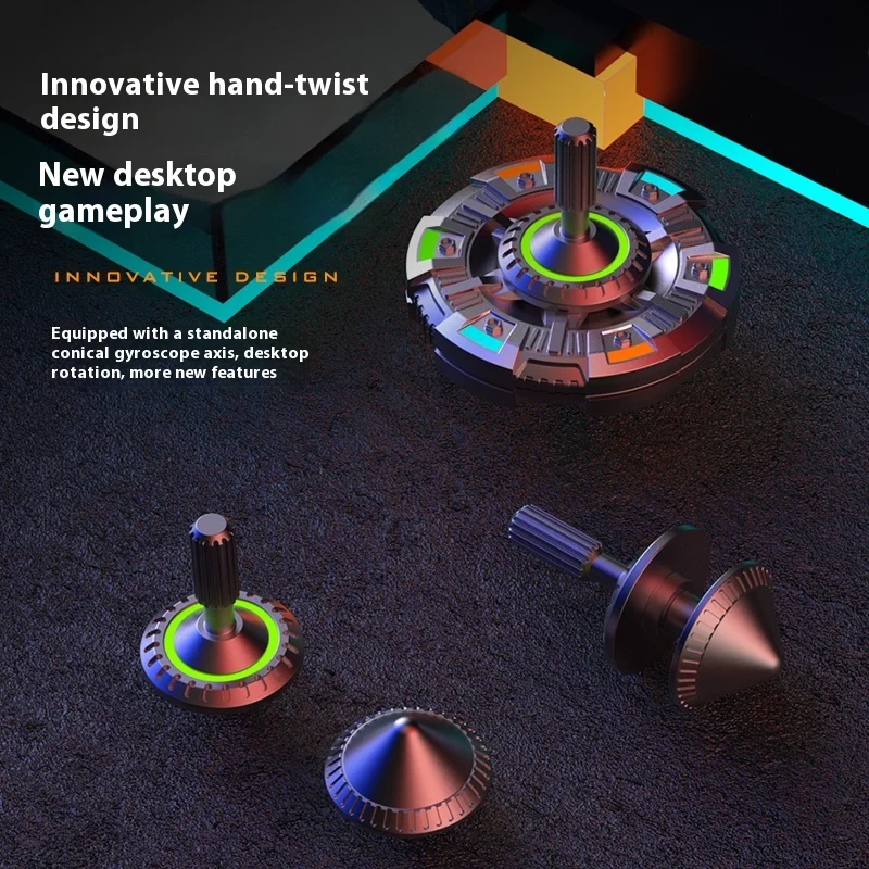 Glowing Black Tech Fidget Spinner Two-In-One Finger Relaxing Toy For Boys Casual Play Stress Relief Spinner