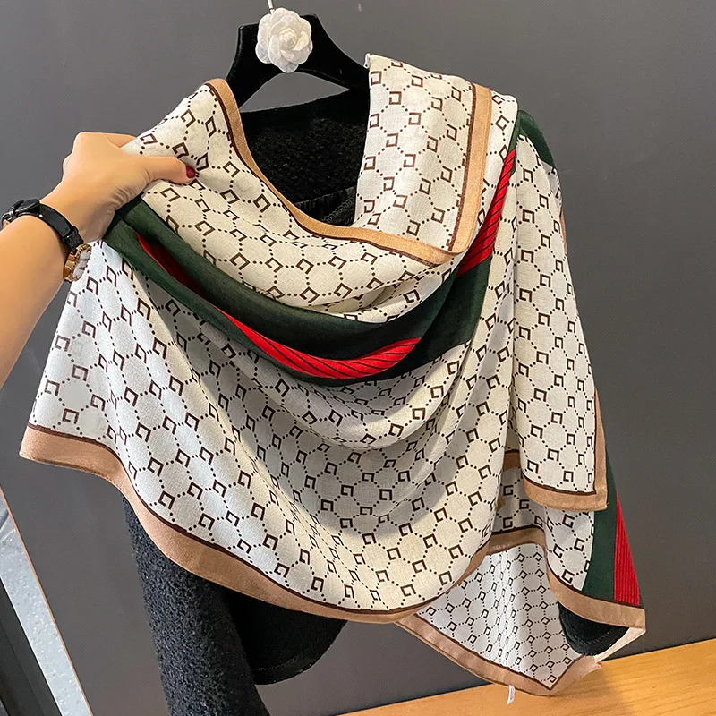 Luxury Brand Cotton Linen Scarf Women Bandana Warm 180X90CM Scarves Popular Lrage Shawl The Four Seasons Design Hijab