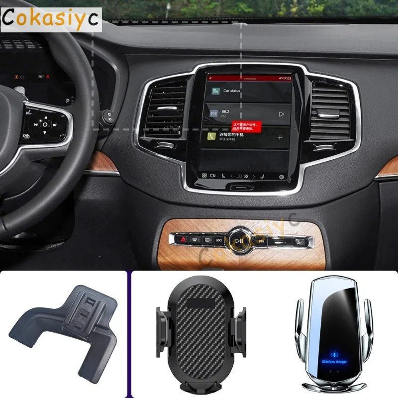 Suporte de Telefone para Carro para Volvo XC90 2015-2024, Base Fixa Especial com Carregamento Sem Fio para Celular
