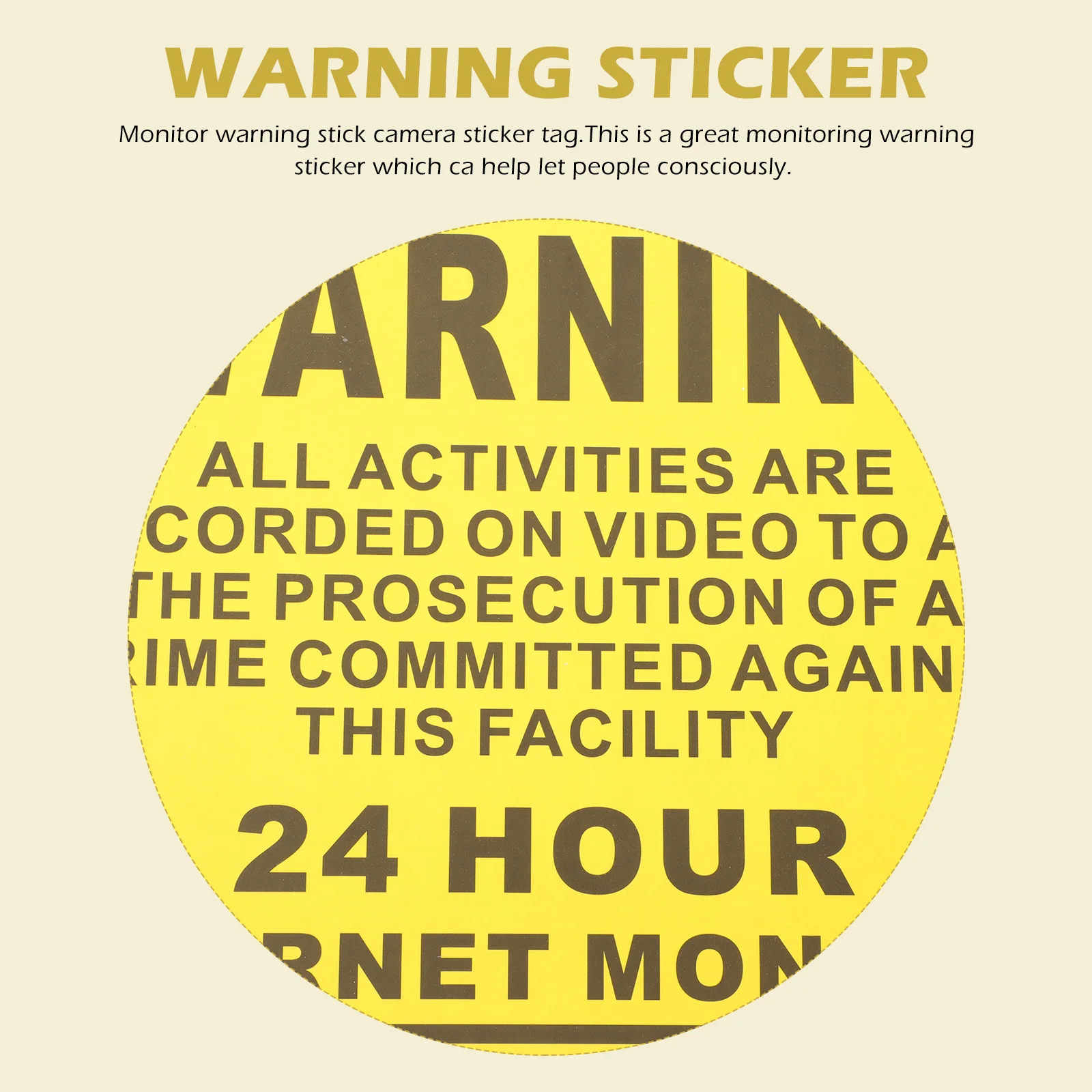 5pcs Warning Sticker Sign Decal Monitored 24H Video Surveillance Stickers For Office School Store Security Use Traffic Safety
