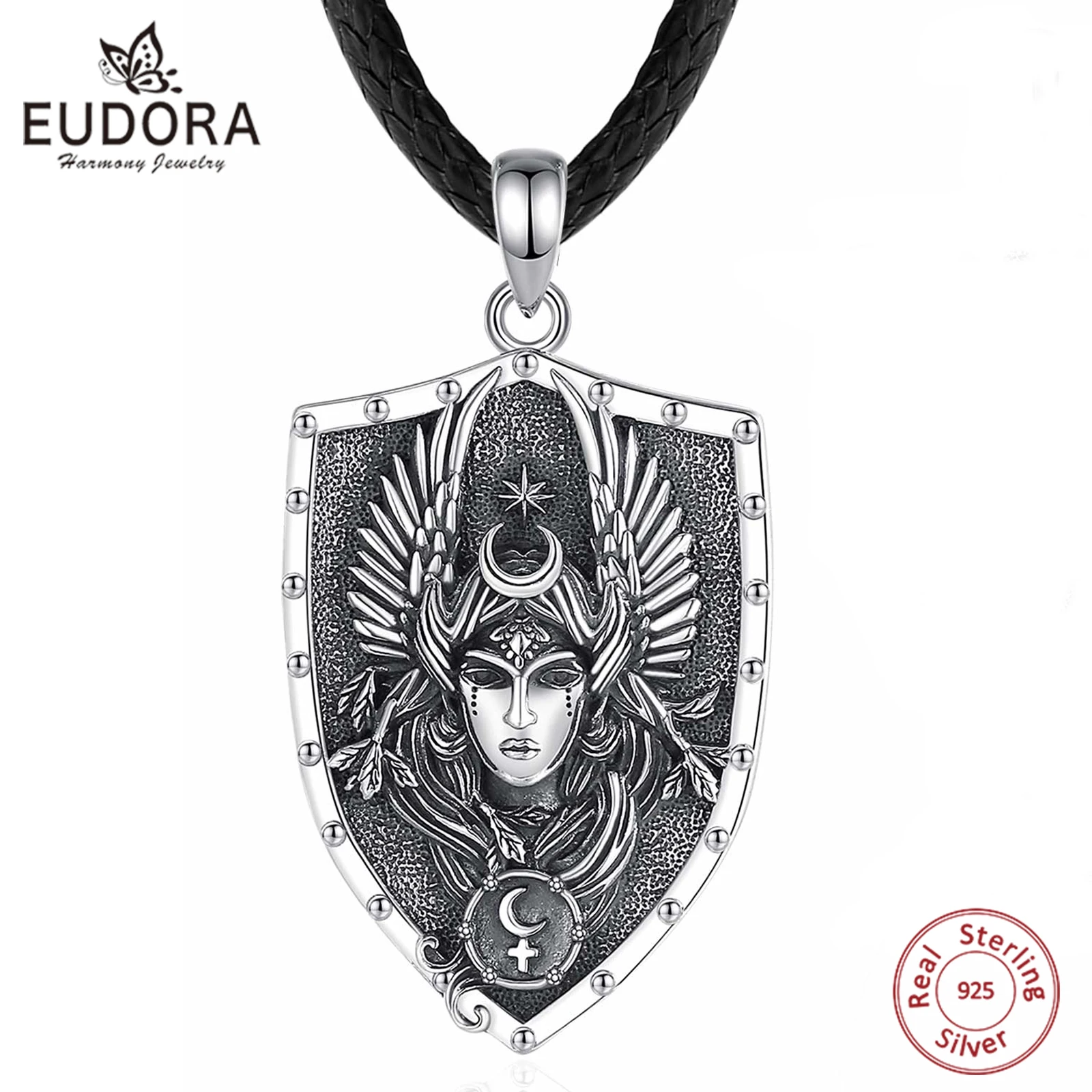 

Eudora 925 Sterling Silver Demon Lilith Sigil Necklace for Women Man Vintage Lilith Moon Goddess Pendant Personality Jewelry Gif