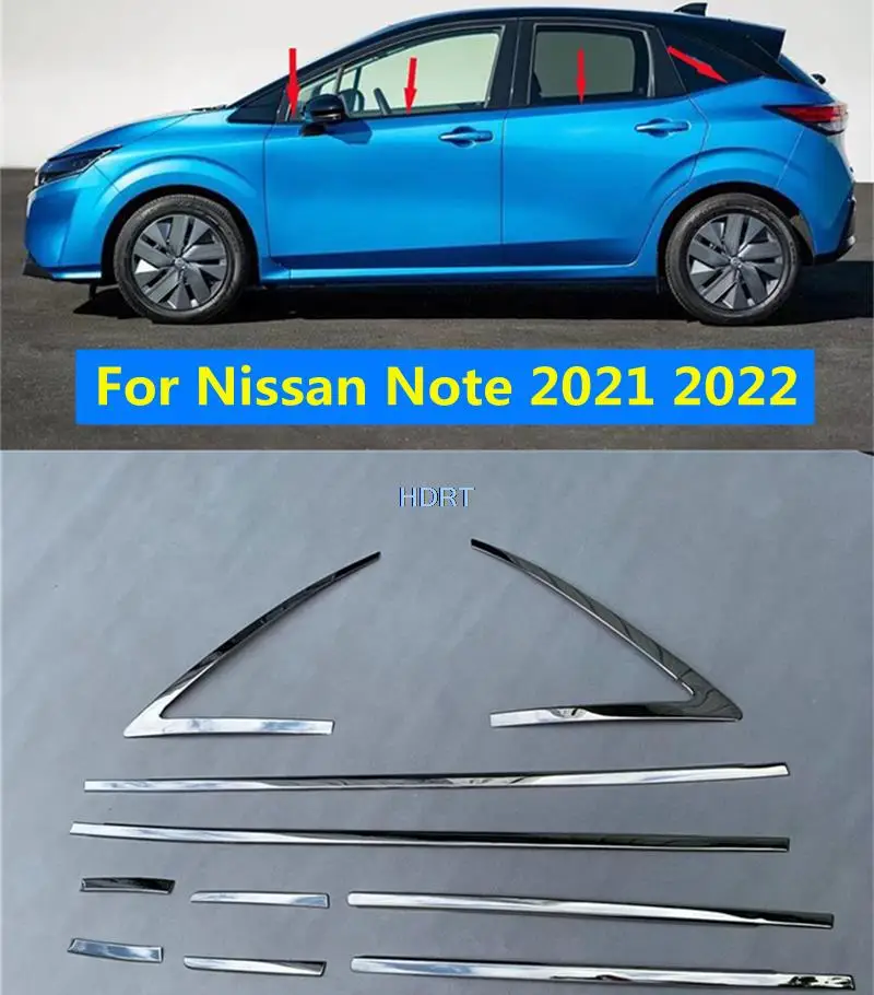 

For Nissan Note 2021 2022 Car Protector Decoration Accessories Body Styling Sticker Stainless Steel Window Garnish Strips Trims