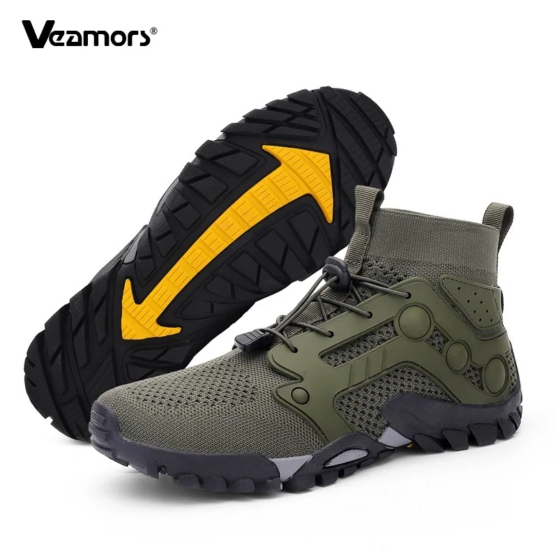 Breathable Trail Running Shoes for Men High Top Hiking Boots Lightweight Trekking Outdoor Casual Sneakers Durable Non Slip
