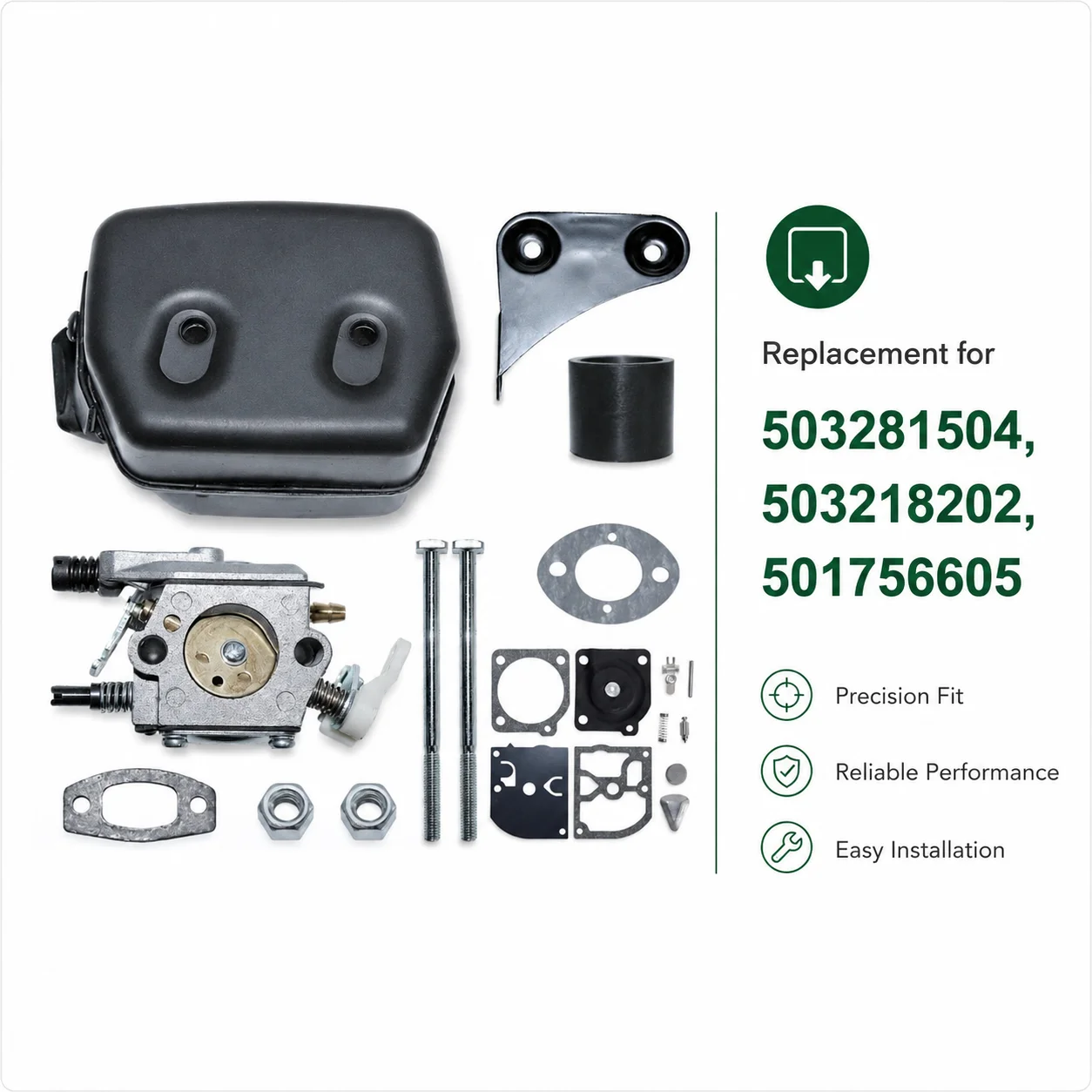 Carburetor Exhaust Muffler Intake Boot Repair Kit For Husqvarna 51 55 Chainsaw Replaces 503281504 503218202 501756605 Parts