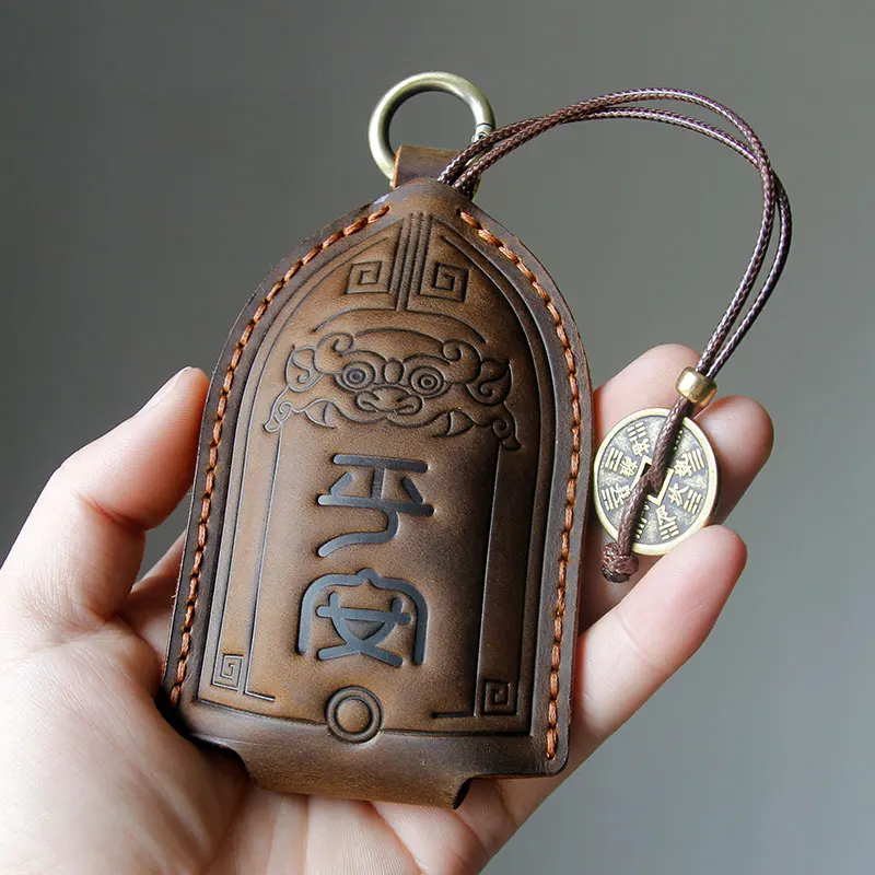 

Cowhide car bag pull-out style traditional Chinese style vintage universal handmade personalized household genuine leather key