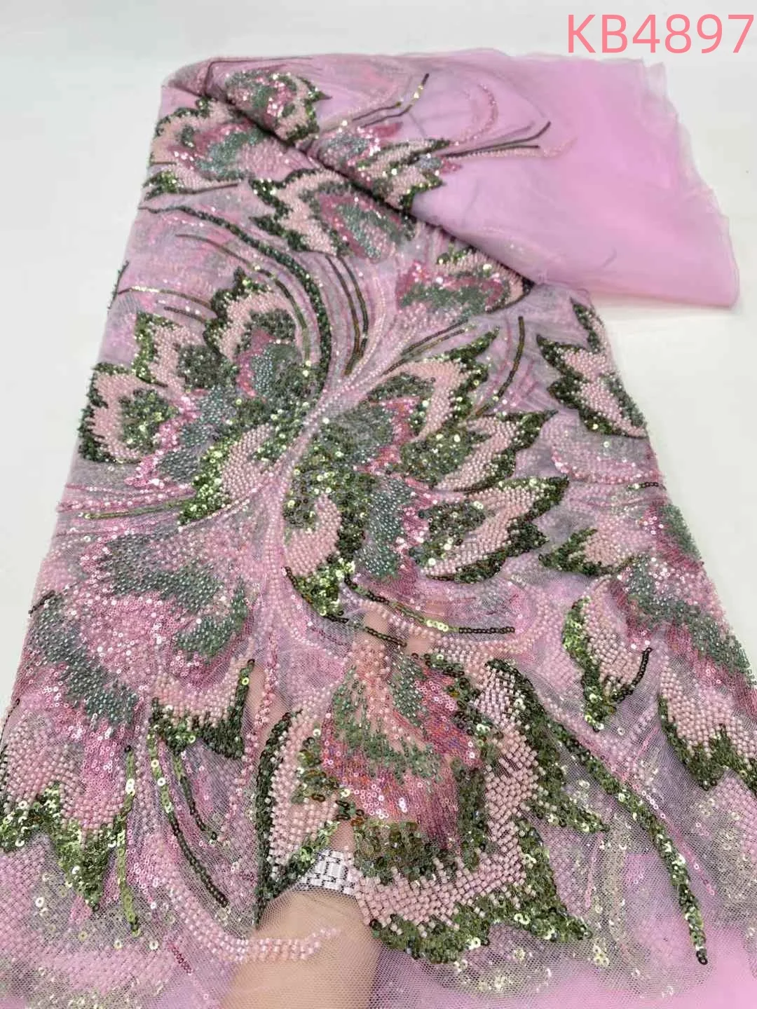 Lantejoulas rendas nigerianas tecido 5 metros net tecido de renda africano 2024 tecido de renda de alta qualidade para costurar roupas kb4897