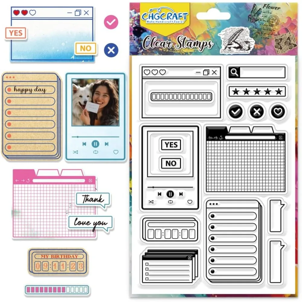 1PC Label Klare Stempel Rahmen Transparente Stempel Klare Stempel Siegel für DIY Scrapbooking Fotoalbum Dekoration