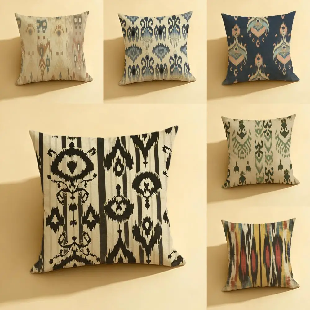 Capa de Almofada com Padrão Artístico em Linho Natural, Conjunto de Capas de Almofada, Decoração Completa para Sofá, Quarto e Cadeira