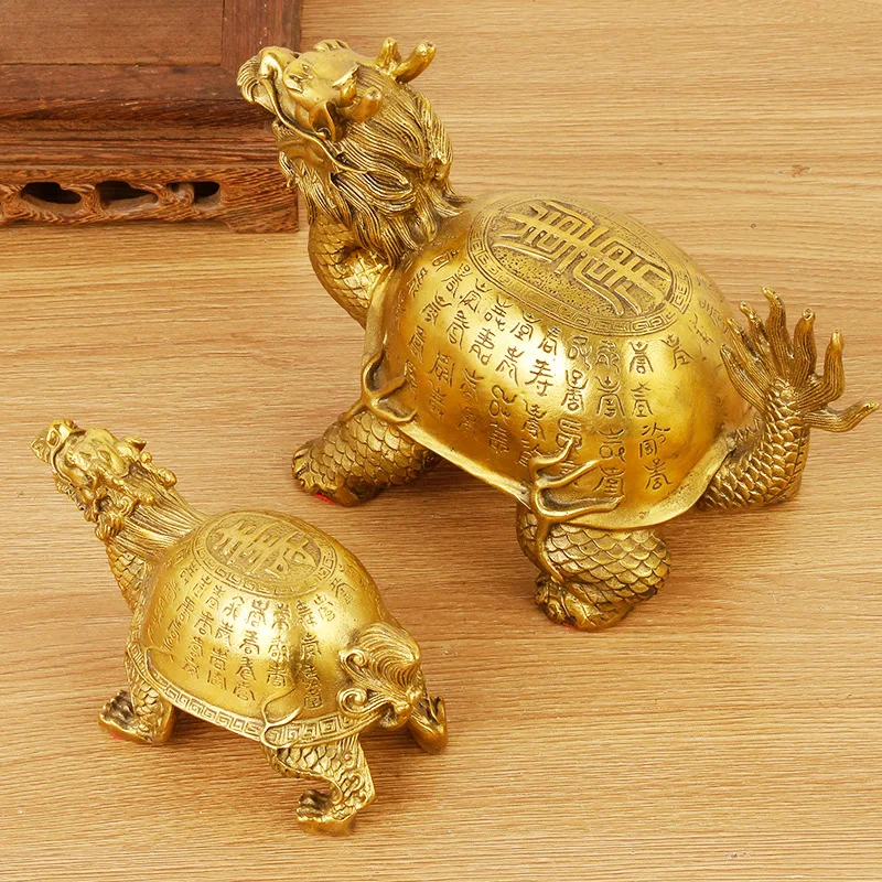 Ornamento de latão longevidade dragão tartaruga presente de aniversário para idosos