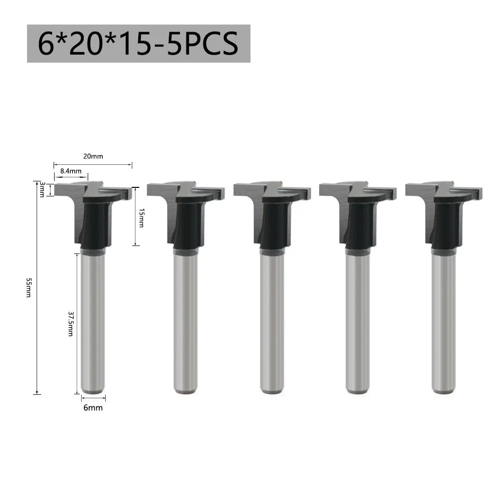 

T Bending Knives 5PCS Set YG8 Tungsten Carbide Router Bits Slotting Tools 1/4 Inch Shank 6mm Shank Woodworking Accessories