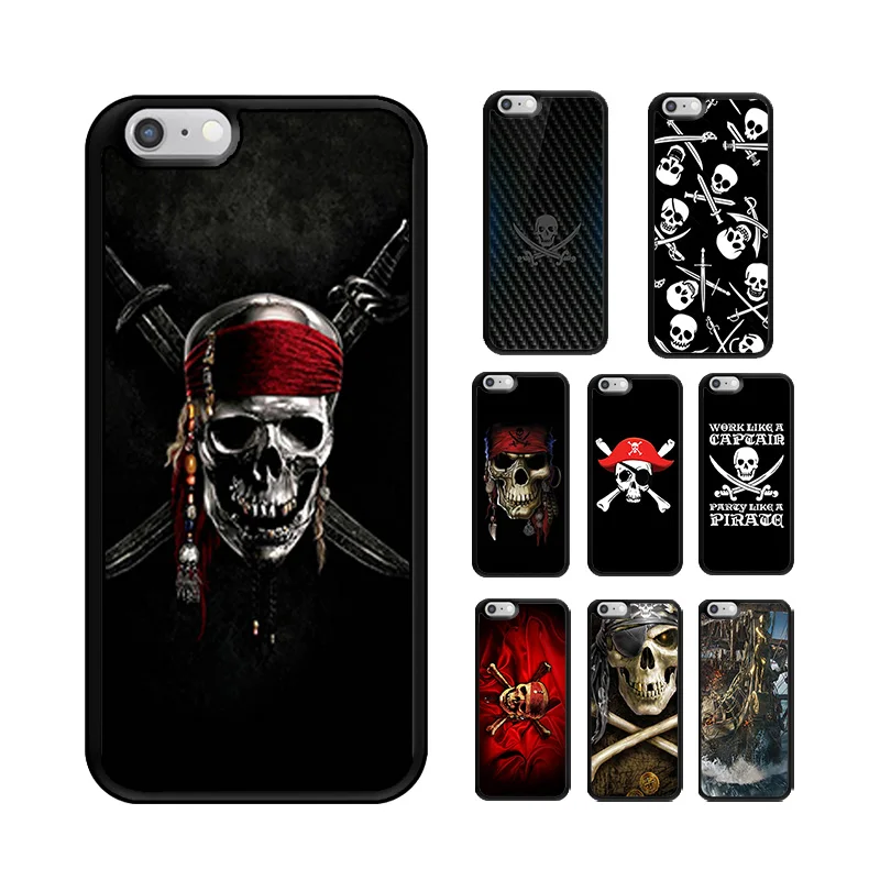 Phone Cover Case for iPhone 6 6S 7 8 PLUS X XS XR 11 12 13 MINI 14 15 PRO MAX Rubber Silicone Pirate Skull Cross Bones Printed