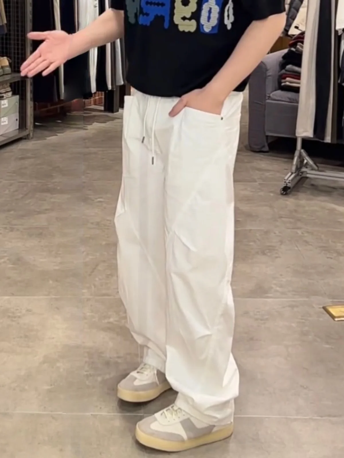 

Spring New Waed Cotton Straight Leg Casual Pants Men's Simple Versatile Loose Breathable Large ket Workwear Trousers