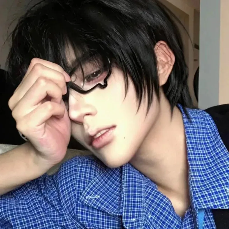 انمي ياباني Y2K دمعة تأثيري نظارات مربعة صغيرة المرأة ريترو Harajuku نظارات واضح الضوء الأزرق حجب النظارات #3