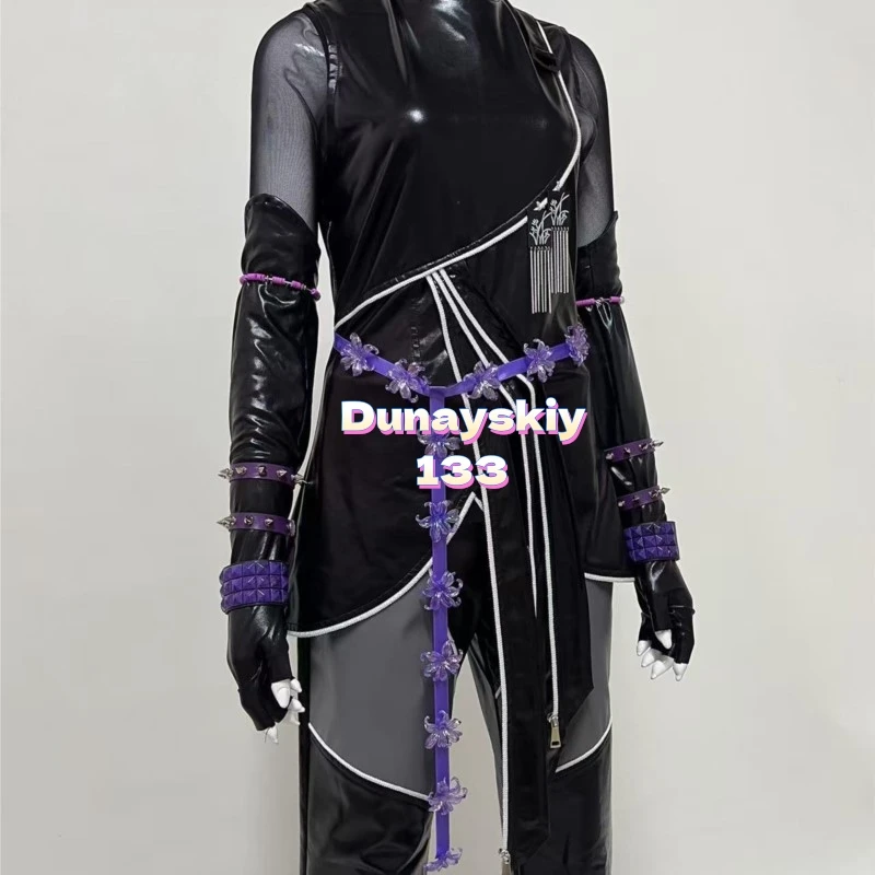 Disfraz de Kpop Demo Mira Huntrix para mujer y niña, Top de cuero, pantalones, traje de actuación perfecto para cazadores de Carnaval de Halloween