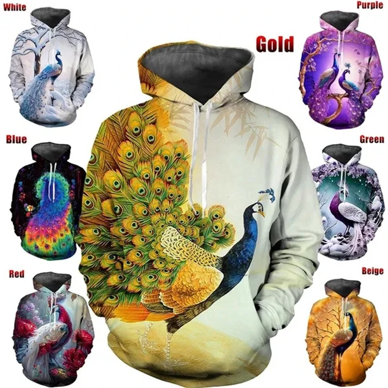 

New Fashion 3D Printed Peacock Hoodie Graphic Sweatshirt Harajuku Men Hoodies Unisex Casual Pullover Animel Streetwear Tops Men