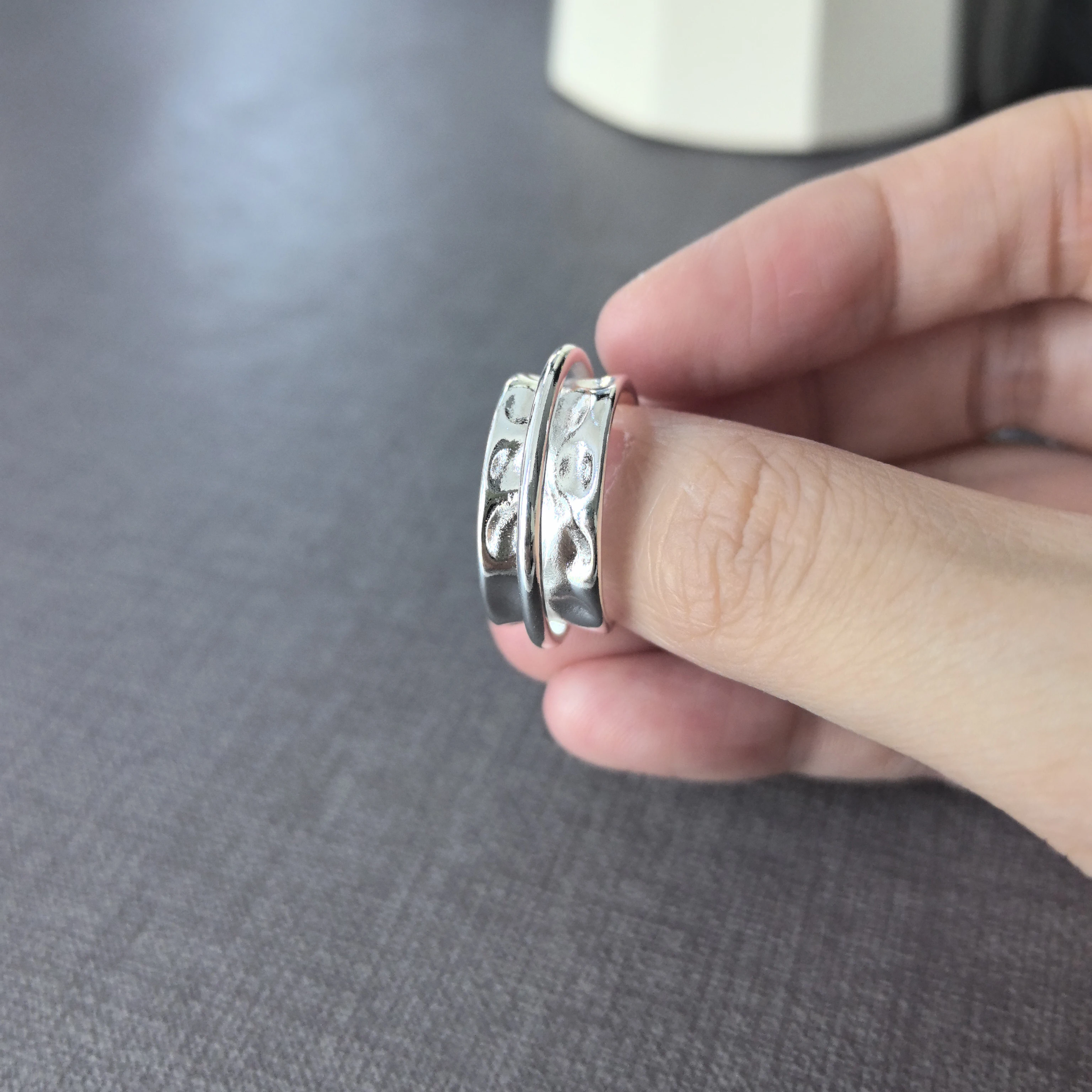 Offener Fingerring aus 925er-Sterlingsilber, Punk-Herz, unregelmäßig, geometrisch, stapelbar, für Frauen und Mädchen, Schmuck, Geschenk, Dropship, Großhandel – Detail 3