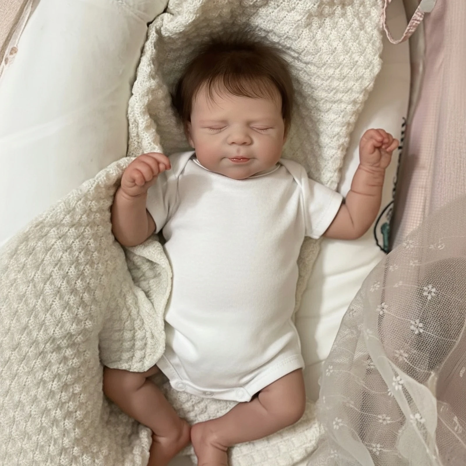 

Реалистичная готовая кукла Bebe Reborn 48 см — 19-дюймовая силиконовая виниловая кукла для девочек, игрушка ручной работы — идеальный рождественский подарок для девочек