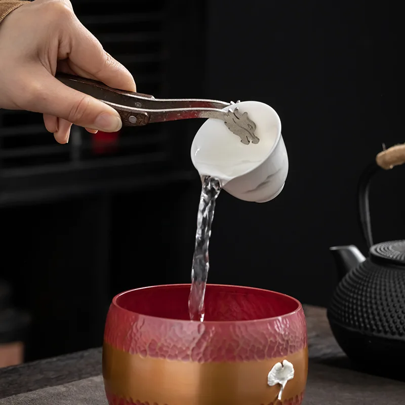 Pure Titanium Dragon Tea Tongs Anti-scald Non-slip Teacup Clip, Multi-purpose Kung Fu Tea & BBQ Accessory