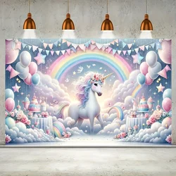 Unicorn themed birthday party banners used to decorate the walls of the party venue Birthday banners decorate photo studio props