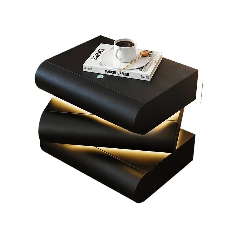 

Cream wind bedside table 360 ° rotation whole house smart atmosphere leather storage cabinet modern simplicity