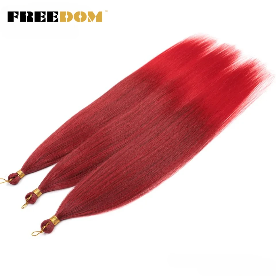 FREEDOM Ariel Glattes Haar Bündel Synthetische Häkel-Flechthaarverlängerungen 28 Zoll/3 Stück Ombre Braun Regenbogen-Flechthaar – Detail 8