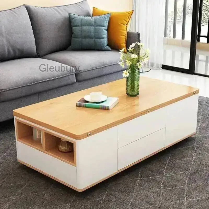 

Журнальный столик Trau Coffee Simple Table, белый, с местом для хранения, минималистичный дизайн, напольный, для гостиной, современный, мебель для дома